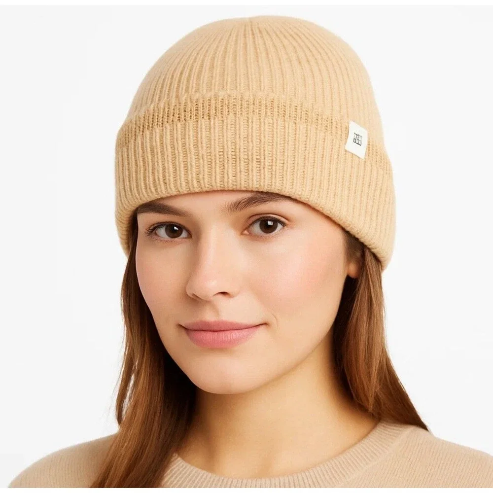 BP Nordstrom Biscotti Metallic Ribbed Oversized Cuff Beanie Hat New